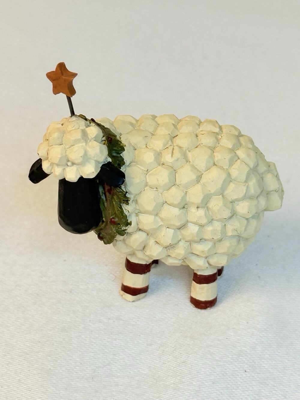 Blossom Bucket B. Lloyd Star Christmas Sheep Folk Art Figurine- Read